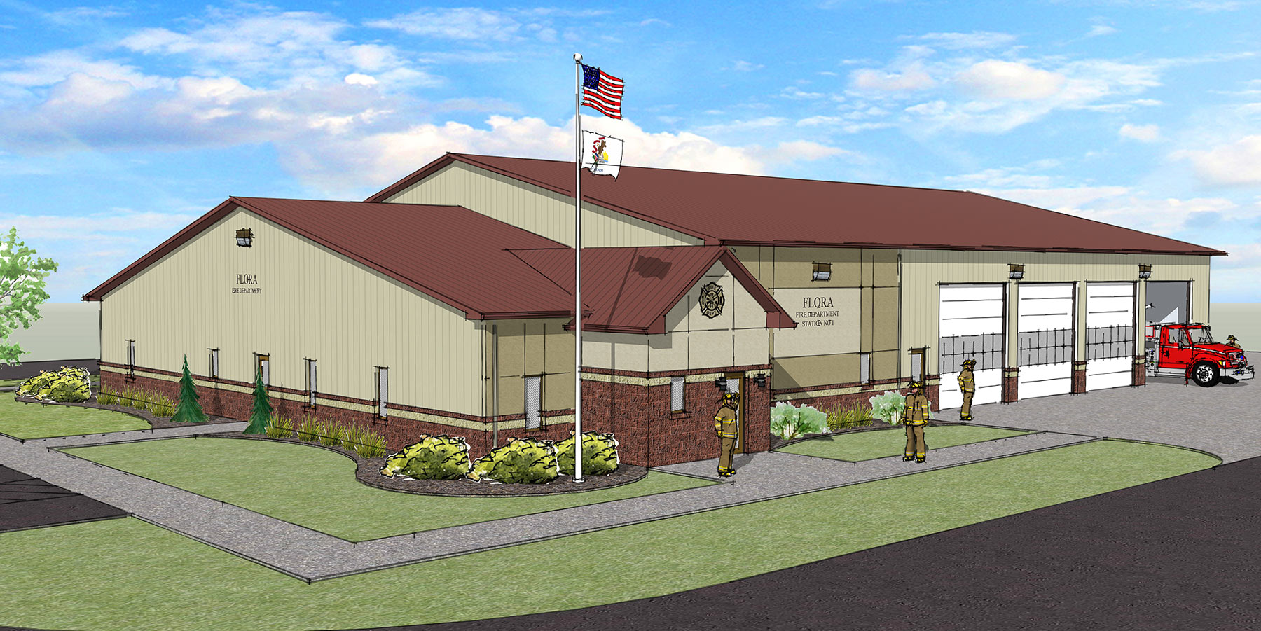 3D Rendering of Flora Fire Department in Flora, Illinois