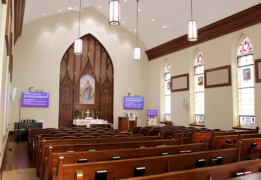 Interior view from the left side of the Hoyleton Zion Evangelical United Church Of Christ in Mt. Vernon, Illinois